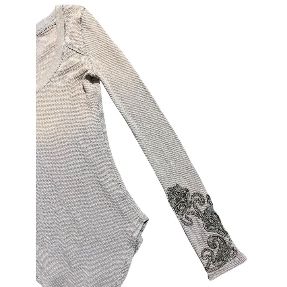 Free People Masquerade Cuff Long-Sleeve Thermal Top Ombré Sz S - Picture 4 of 12